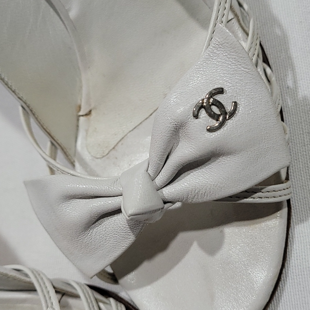 Chanel open toe heels shoes sz eu35 - Picture 7 of 16